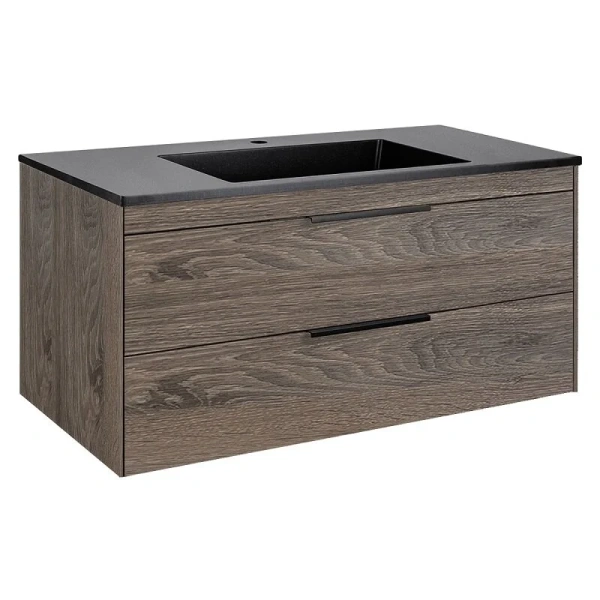 Тумба под раковину подвесная Vincea Chiara 2D 100 см тёмный дуб - фото 1