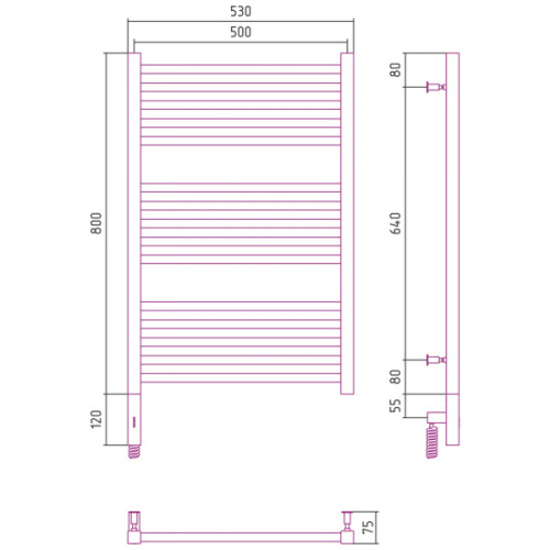 Полотенцесушитель электрический Сунержа Модус 3.0 50x80 см левый другие цветовые решения - фото 2