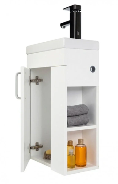 Тумба под раковину подвесная IDDIS Torr 40 см полки слева, моноблок - фото 5