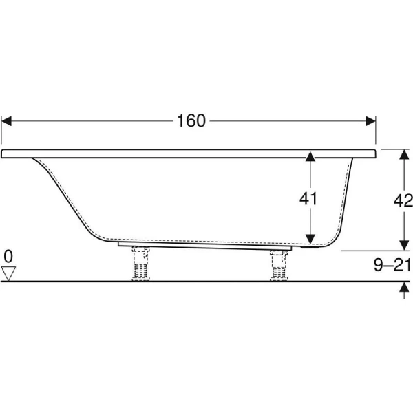 Ванна акриловая Geberit Renova Plan 554.302.01.1, 160 х 70 см, белая - фото 2