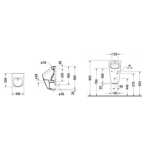 Писсуар электронный Duravit ME by Starck Rimless 280931 - фото 3