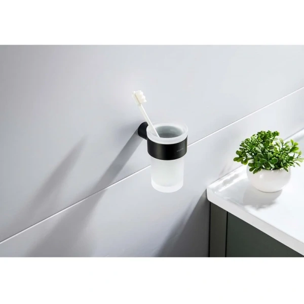 Стакан для ванной Акватек Лира черный матовый, настенные - фото 5
