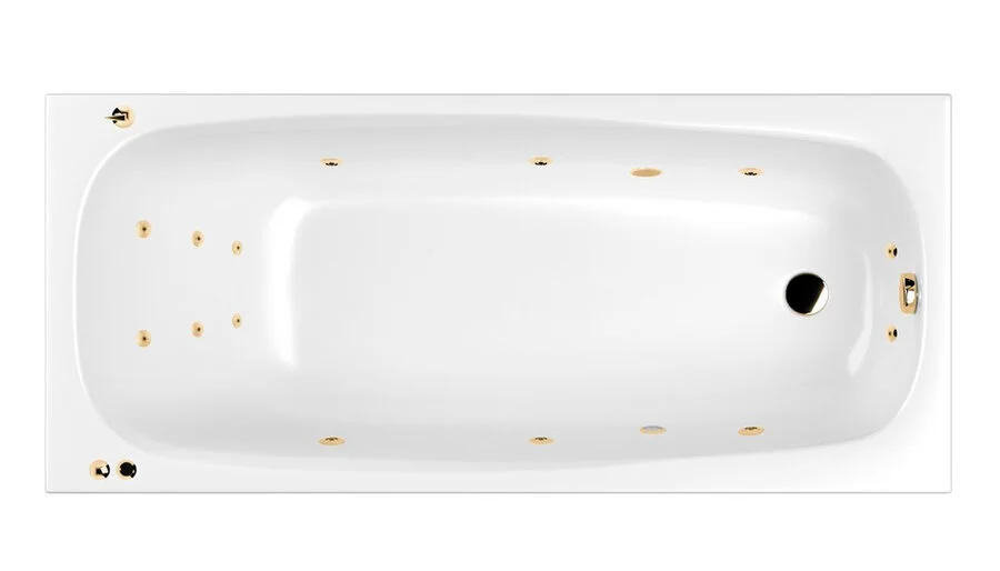 Ванна гидромассажная Whitecross Layla Smart, 180 х 80 см, увеличенная толщина акрила, усиленная армировка, белый/золото, 0102.180080.100.SMART.GL - фото 1