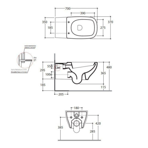 Унитаз подвесной для инвалидов Globo Argento GEAS2 - фото 3