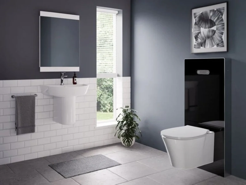 Инсталляция для унитаза Ideal Standard ProSys с черной стеклянной фронтальной панелью, слив эконом-стандарт под две клавиши - фото 4