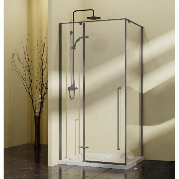 Душевой уголок Vincea Slim-N 100х100 см профиль вороненая сталь - фото 1