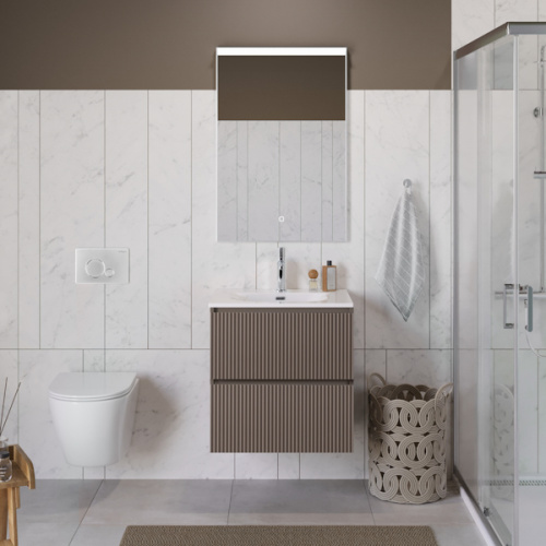 Тумба под раковину подвесная BelBagno Uno 60 см бежевый матовый, в наличии - фото 2