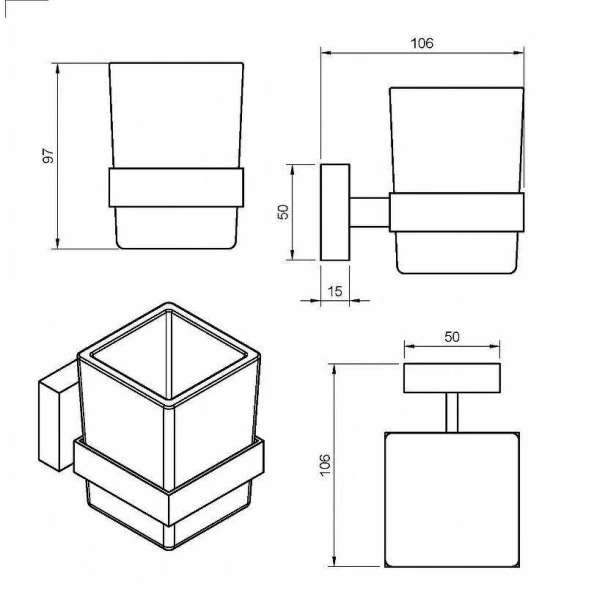 Стакан для ванной Cezares Prizma золото, современные, hi-tech, декорированные - фото 2