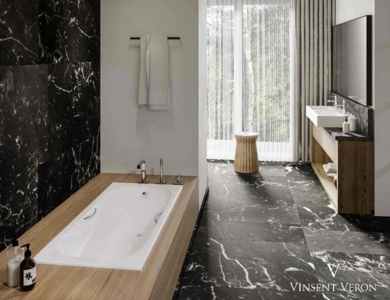 Чугунная ванна Vinsent Veron Aura VAU1707042H/VH0015BL, 170 x 70 см, ручки черные матовые, цвет белый - фото 4