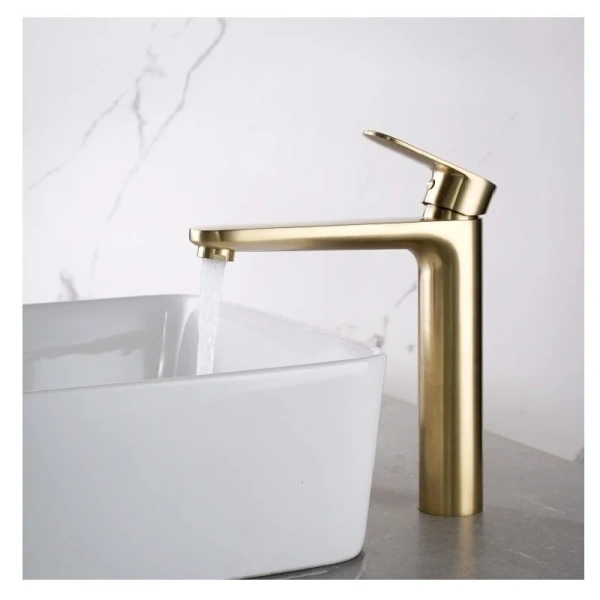 Смеситель для раковины Акватек Ника золото шлифованное, на столешницу - фото 6