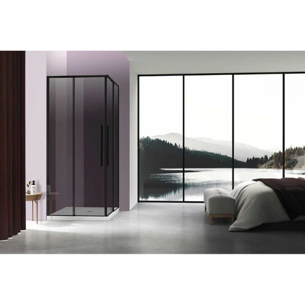 Душевой уголок Vincea Slim-N 100х90 см профиль черный стекло тонированное - фото 4