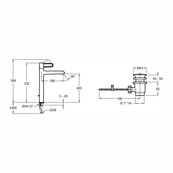 Смеситель для раковины Jacob Delafon Odeon Rive Gauche E21030 высокий - фото 2