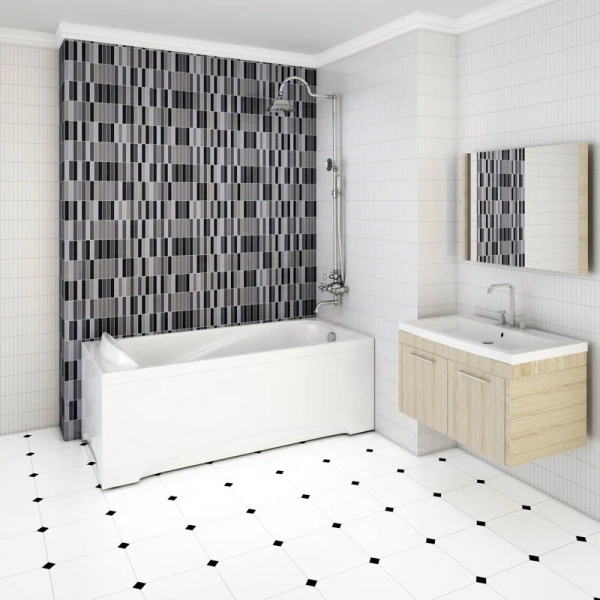 Акриловая ванна Радомир Роза 2-78-0-0-9-208Р, 169 x 77 см, фронтальный экран скандинавского вида, каркас разборный в комплекте, белая - фото 4