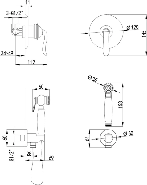 Гигиенический душ, золото Lemark Brava LM4719G - фото 2