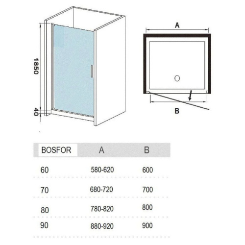 Душевая дверь в нишу River Bosfor 60 см профиль хром - фото 3