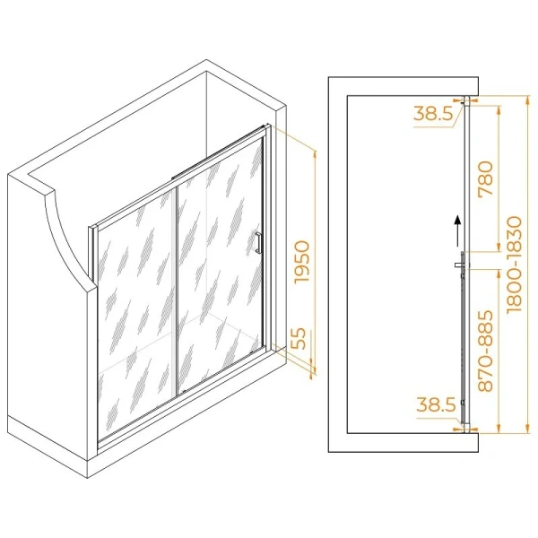 Душевая дверь в нишу RGW Passage PA-016B 180 см профиль черный, стекло прозрачное - фото 2