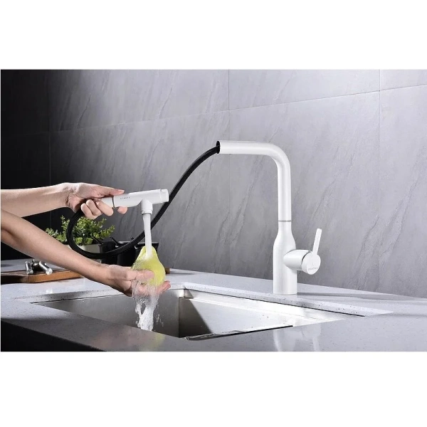 Смеситель для кухни Paulmark Viper белый матовый, современные, hi-tech - фото 3