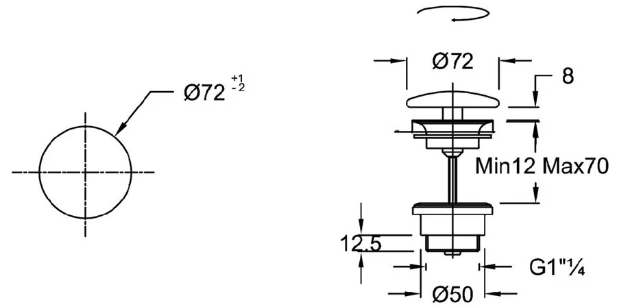 Донный клапан Jacob Delafon с белой керамической заглушкой - фото 2