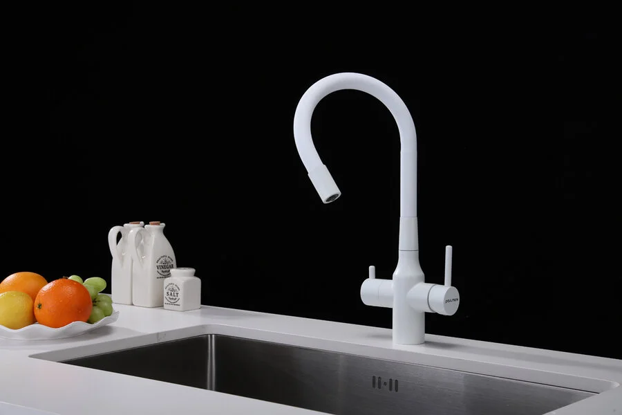 Смеситель для кухни Paulmark Salix белый матовый, белые - фото 4