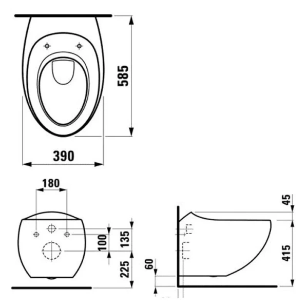 Унитаз подвесной Laufen Alessi One 8.2097.1.400.000 безободковый, современные, hi-tech - фото 2