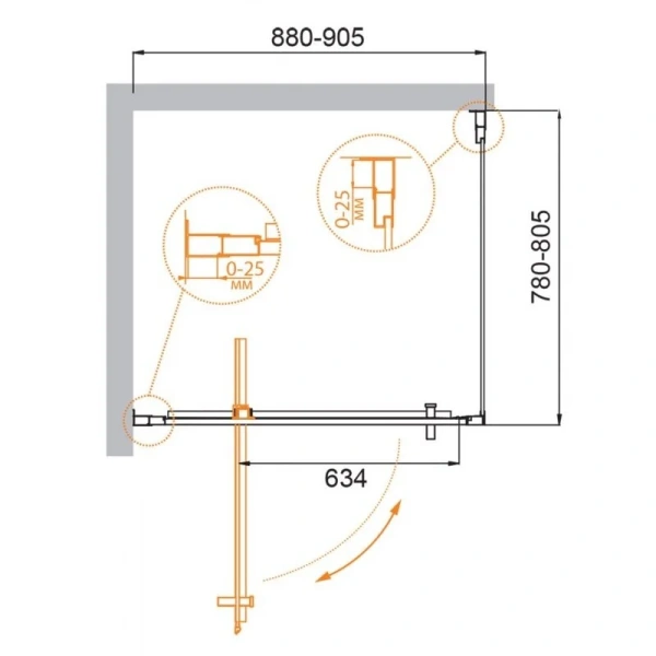 Душевой уголок Cezares Molveno 90x80 см стекло рифленое - фото 3