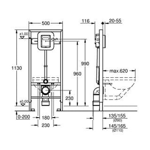 Инсталляция для подвесного унитаза Grohe Rapid SL 38519001 - фото 3