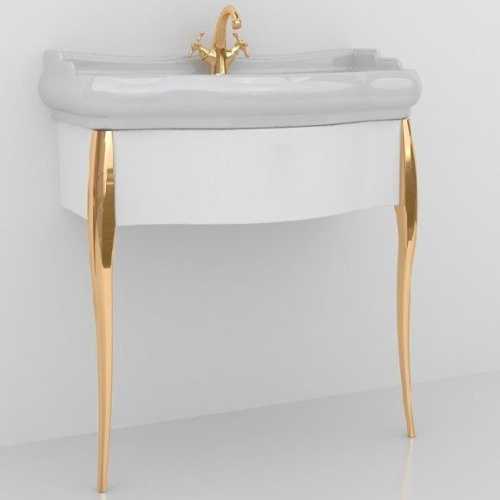 Консоль под раковину Kerasan Retro белая, ножки золото - фото 8