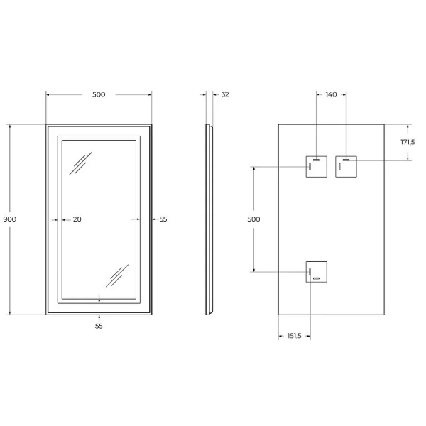 Зеркало с подсветкой BelBagno Kraft 50 см с алюминиевой рамой, в наличии - фото 2