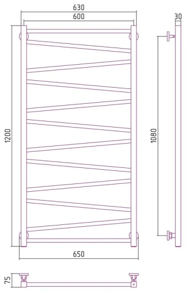 Полотенцесушитель водяной Сунержа Сирокко 60х120 см без покрытия - фото 2