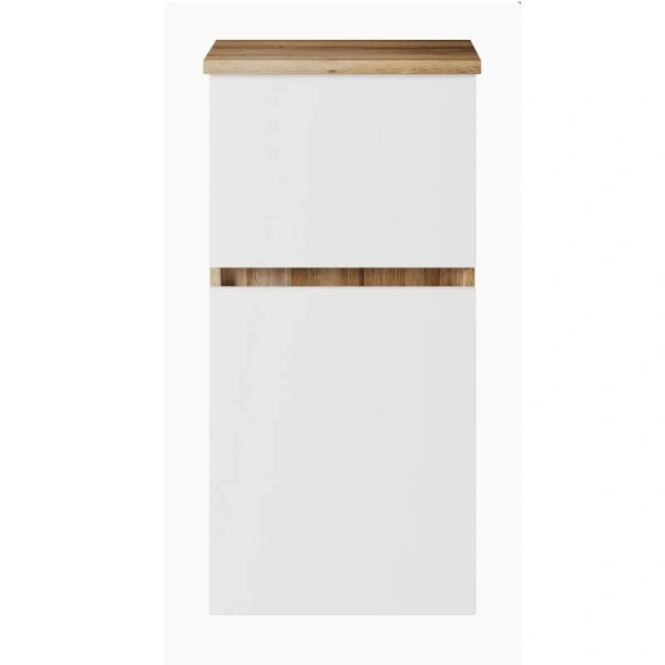 Шкаф-пенал подвесной Misty Ива 40 см белый/каштан - фото 1