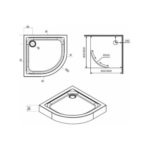 Душевой поддон Am.Pm X-Joy 80х80 см акриловый - фото 2