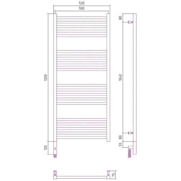 Полотенцесушитель электрический Сунержа Модус 3.0 50x120 см правый без покрытия - фото 2