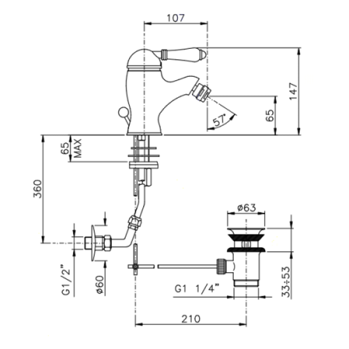 Смеситель для биде Nicolazzi Classica 3403 - фото 4