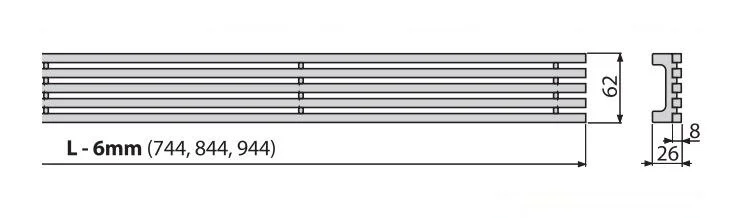 Решетка Alcaplast Stream 95 см нержавеющая сталь матовая - фото 2