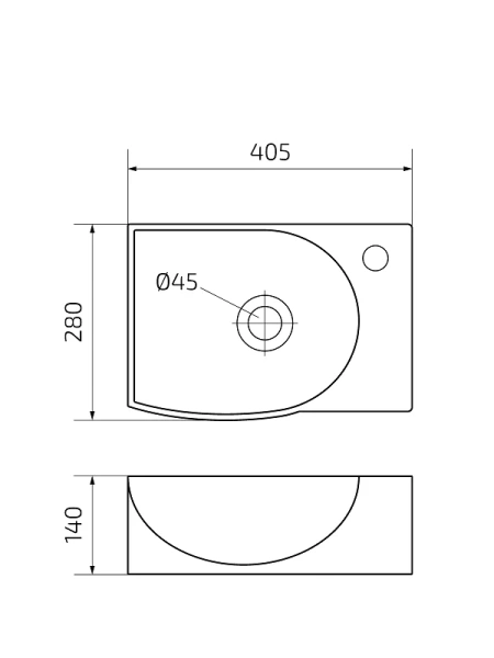 Раковина GID Suspendido N9276R 41 см правосторонняя - фото 2