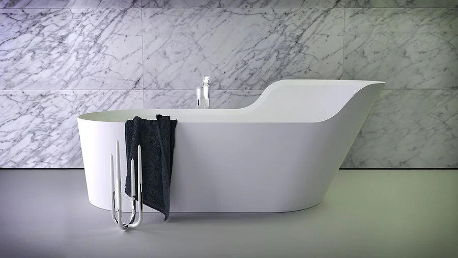 Ванна из искусственного камня Knief Glow 0600-060-01 182 х 82 х 70/50 см асимметричная - фото 2