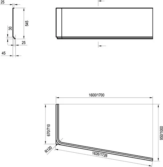 Передняя панель для ванны правая Ravak 10° 170х100, в наличии - фото 3