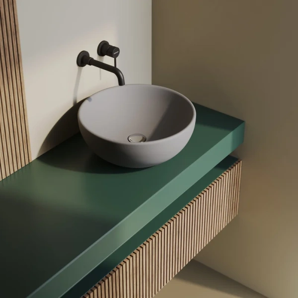 Раковина BERGES Mascon 45 см матовая серая, современные, hi-tech - фото 2