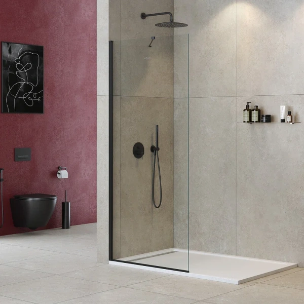 Душевая перегородка Cezares Liberta 80 см стекло прозрачное, профиль черный - фото 4