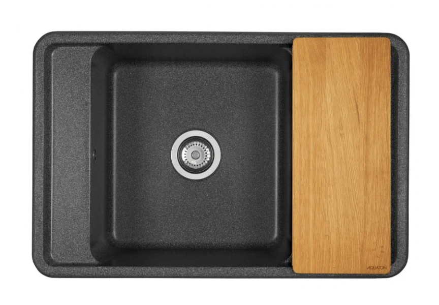 Мойка для кухни Акватон Беллис 78 см графит, прямоугольной формы - фото 4