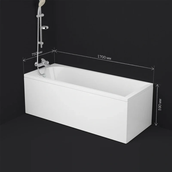 Ванна акриловая Am.Pm Spirit 170х75 см пристенная, современныe, hi-tech - фото 3