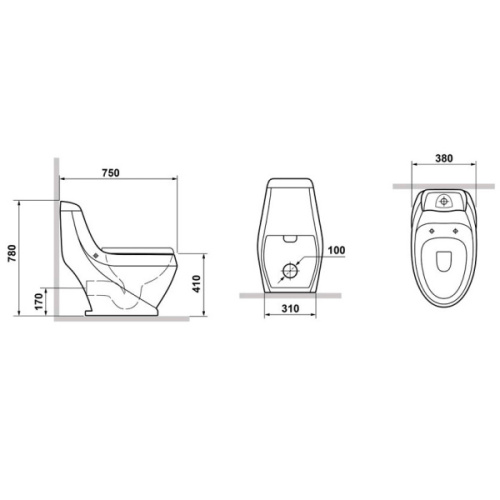 Схема, сиденье с микролифтом , с антивсплеском, c функцией биде, моноблок - фото 5