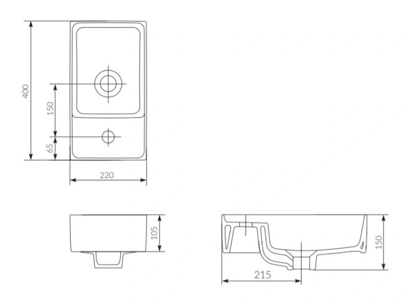 Раковина встраиваемая Cersanit Crea P-UM-CRE40/1 22х40 см - фото 2