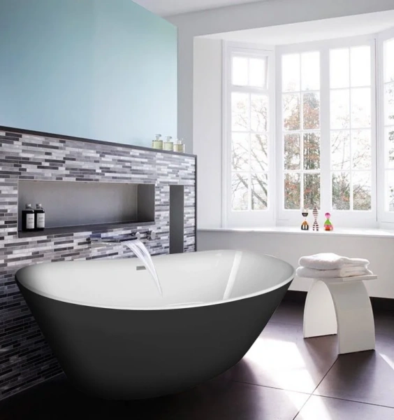 Ванна акриловая Azario Easton 180 x 82 см, белая с черными внешними стенками, AZ-1337B - фото 3