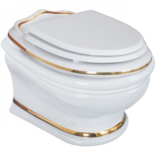 Унитаз подвесной Migliore Milady с золотым декором - фото 1