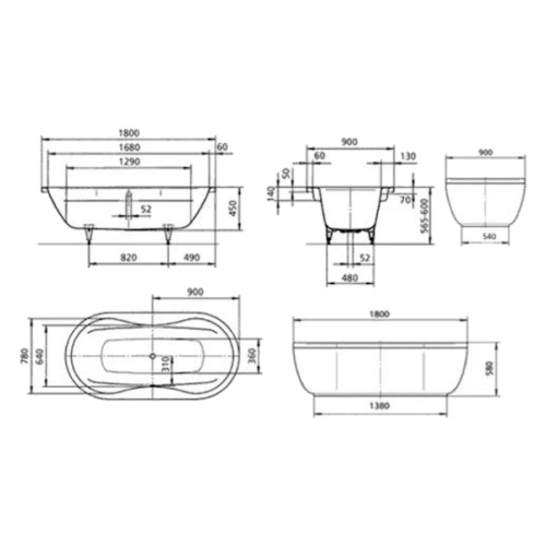 Ванна стальная Kaldewei Avantgarde Mega Duo Oval 184, 184-7 180х90 см - фото 3