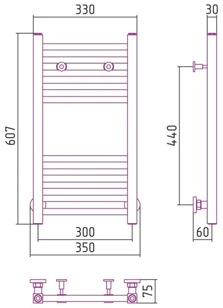 Полотенцесушитель водяной Сунержа Модус 30х60 см без покрытия, современные, hi-tech - фото 2