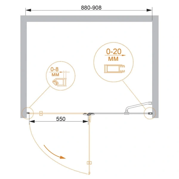 Душевая дверь в нишу Cezares Bergamo 90 см левая - фото 3