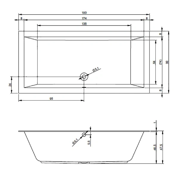 Ванна акриловая Riho Lugo 190х90 см без гидромассажа, акриловые - фото 2