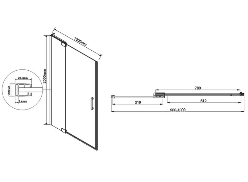 Душевая дверь в нишу Vincea Extra VDP-1E9010C 100 см стеклянное полотно - фото 2